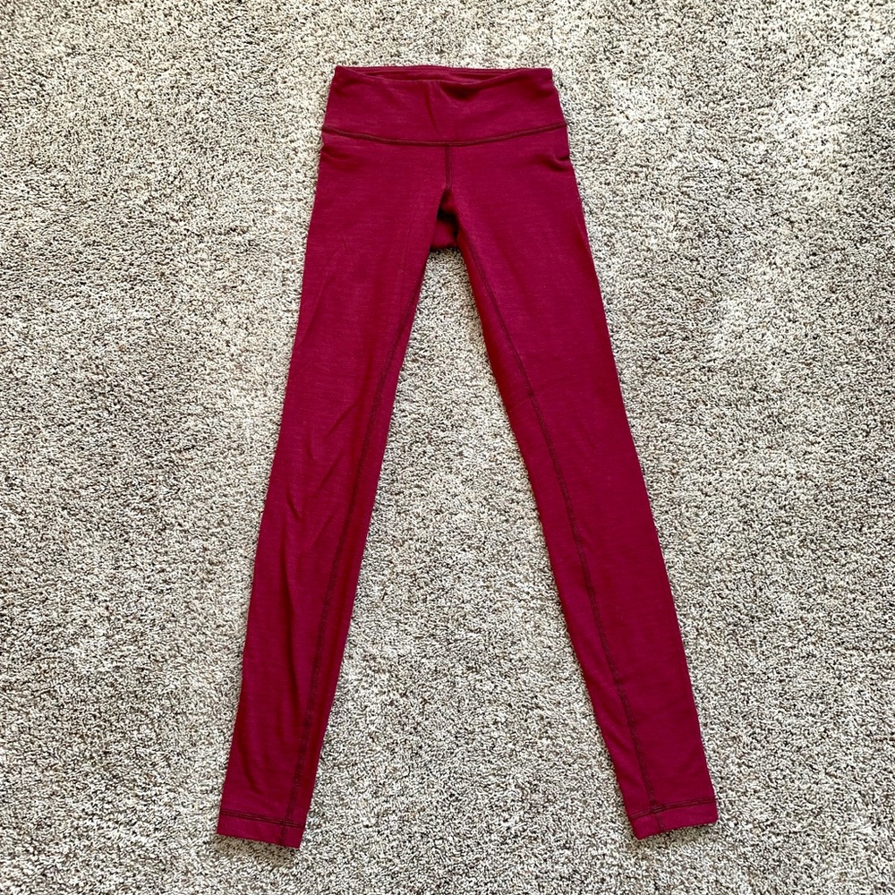Lululemon Wunder Under Full Length Mid Rise Red Woven Pattern